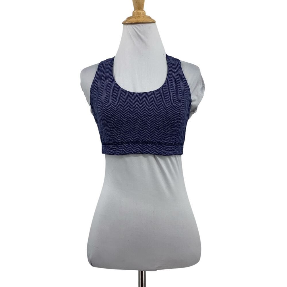 Lululemon Sports Bra Womens 8 Purple All Sport Herringbone Cross Back Keyhole
